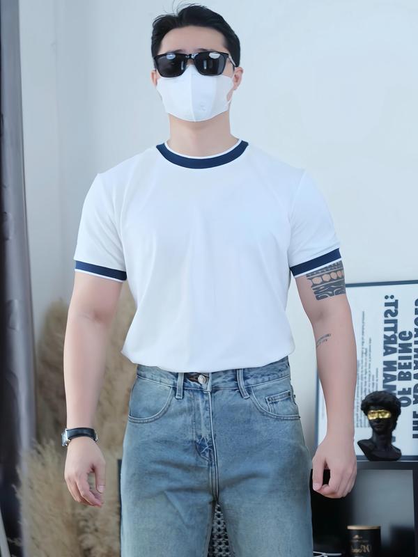 (Deal Độc Quyền) Áo thun nam cổ tròn phối cổ vải Cotton Cá Sấu dày dặn, thể thao, mềm mịn, trẻ trung co giãn 4 chiều Menswear Mr Rock