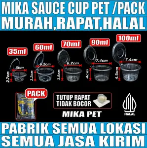 Mika saus cup puding tutup sambung u saos sambal 25ml 35ml 60ml 70ml 90ml 100ml pack 50pcs HALAL JSP