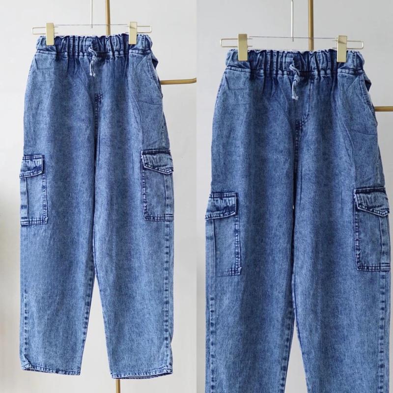 CELANA BAGGY JEANS CARGO MODEL TERBARU KEKINIAN SIZE STANDAR DAN JUMBO 0