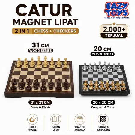 Papan Catur Magnet Lipat Folding Catur Magnet Board Game Ukuran Besar
