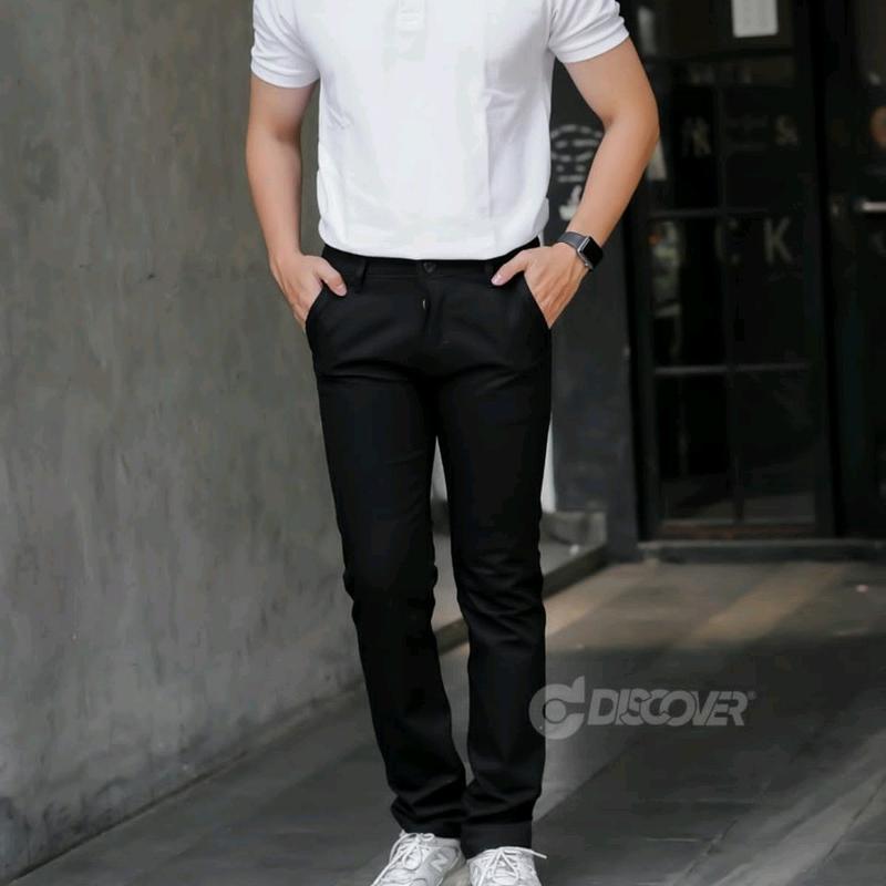 Celana Chinos Pria - Celana Panjang Chinos - Celana Chinos Twill Premium Dewasa Hitam Slimfit Casual 1
