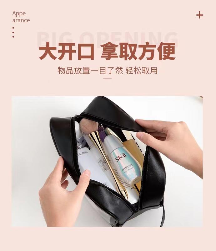Túi trang điểm chống thấm nước PU, túi đựng đồ vệ sinh cá nhân trong suốt dung tích lớn cầm tay, túi đựng mỹ phẩm nhám du lịch, túi bơi 5