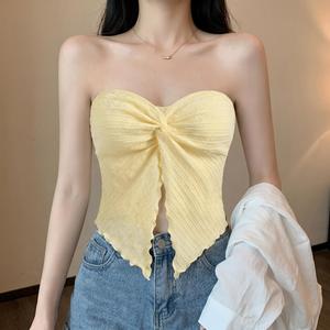 レディースチューブトップ、夏のカジュアルなノースリーブツイストトップ、日常着のレディース服