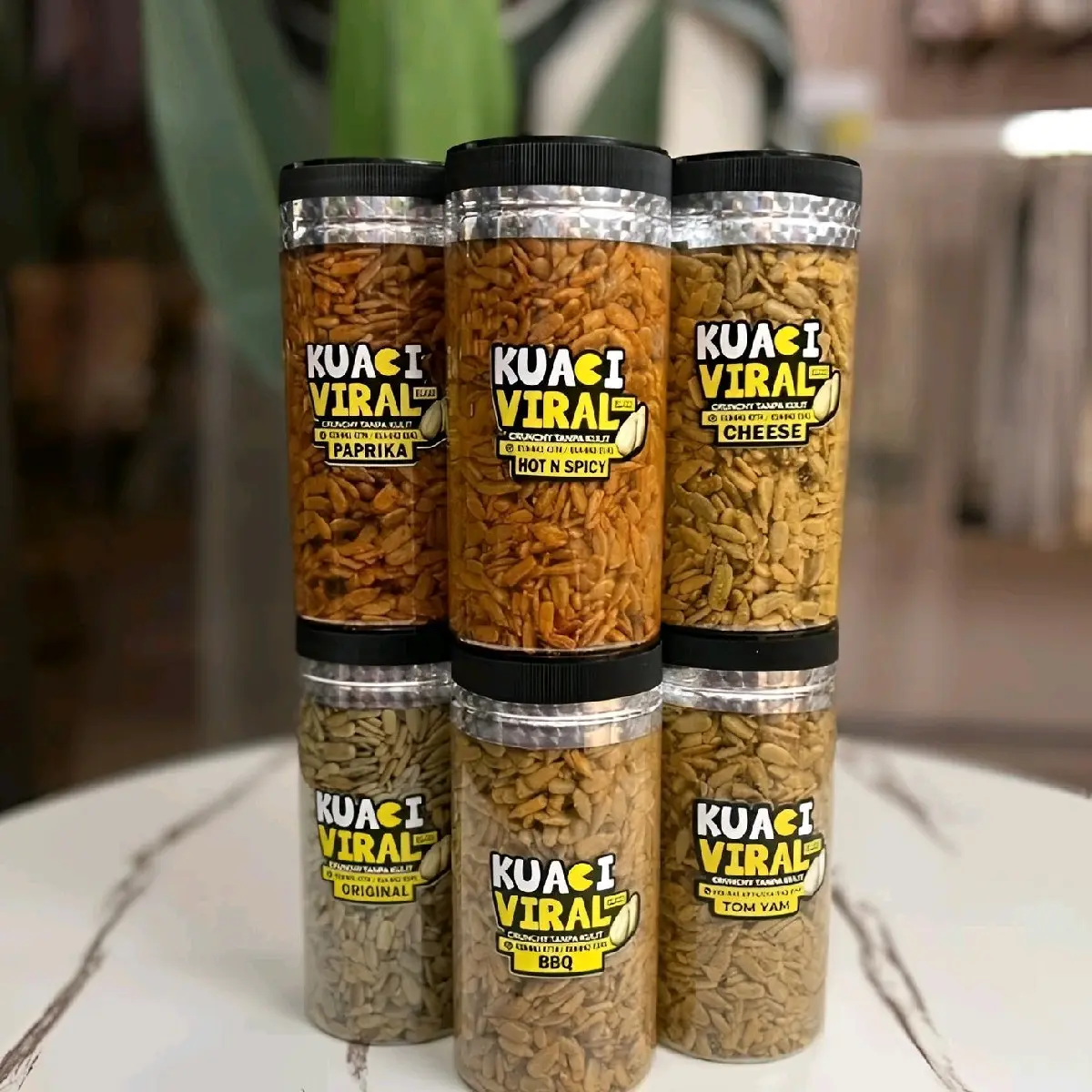 Kuaci Viral. 7 Flavours : Original, Cheese, Bbq, Hot & Spicy, Paprika, Tom Yum, Salted Egg