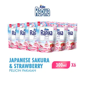 Rapika Pelicin Pakaian Japanese Sakura & Strawberry Pouch 300ml x6