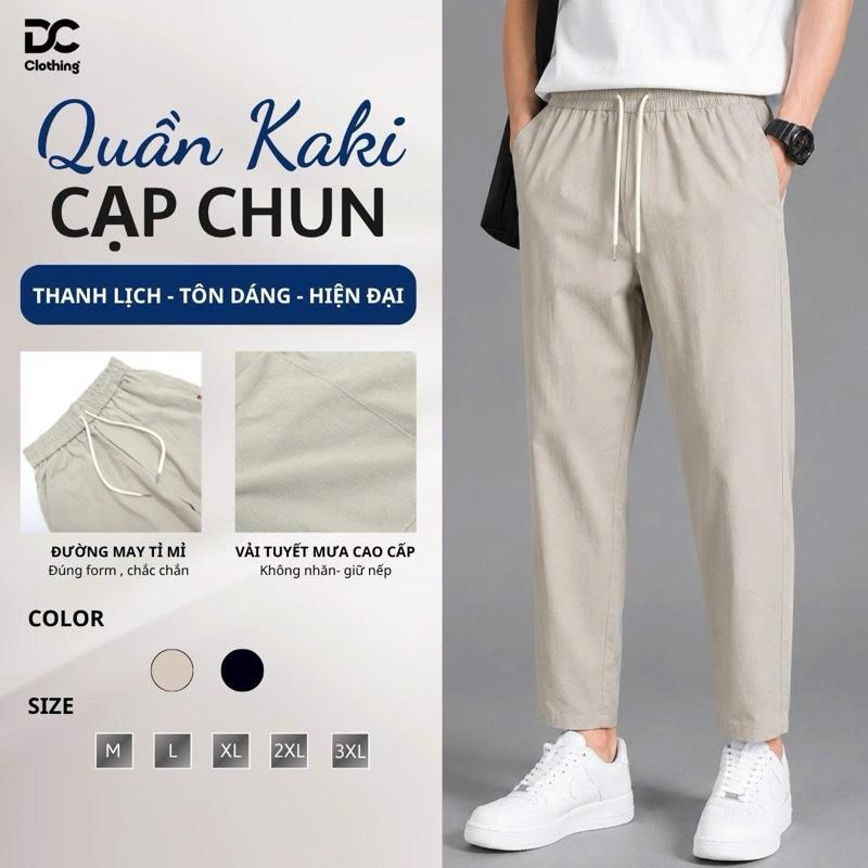 Quần Dài KaKi Cạp Chun Dáng Baggy Chất Liệu Co Giãn 2 Màu Phong Cách Hàn Quốc Menswear
