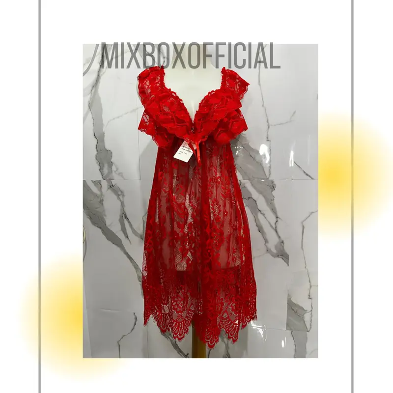 Mixbox Dress Dinas Malam Full Brukat Lace Lingerie V Neck Jumbo Terbaru LD 130 - Susan 4