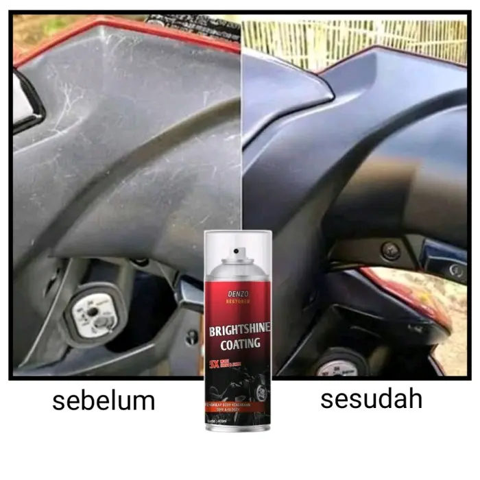 2PCS - DENZO BRIGHTSHINE COATING / Penghitam/Pengkilap Body Motor Glossy & Doff 400 ml + lap. 3