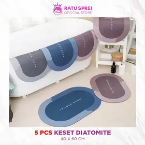 RATU - Paket 5 Pcs Keset Diatomite Anti Bakteri Anti Bau Anti Slip Keset Kaki Kamar Mandi Keset Ruangan Keset Toilet [05]