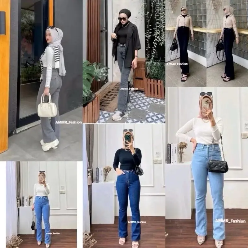 Celana Jeans Cutbray Wanita Premium warna Abu-abu 7