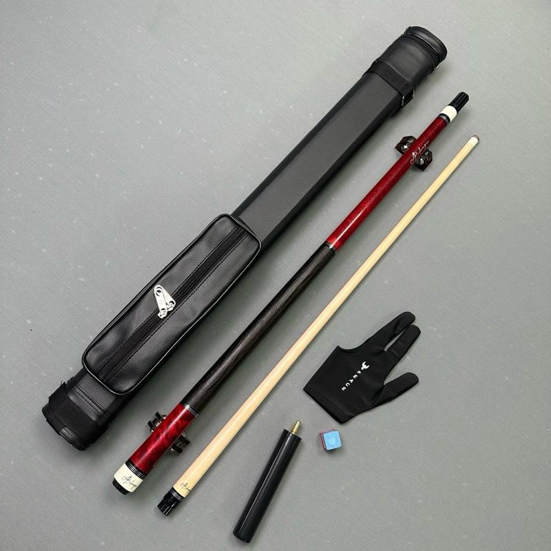 Cơ bida cao cấp KT Magic màu đỏ ngọn mộc - bộ môn bida lỗ, lip, 3c (Tặng kèm combo bao da phụ kiện và nối chuôi) - gậy bi-a cao cấp KT Magic