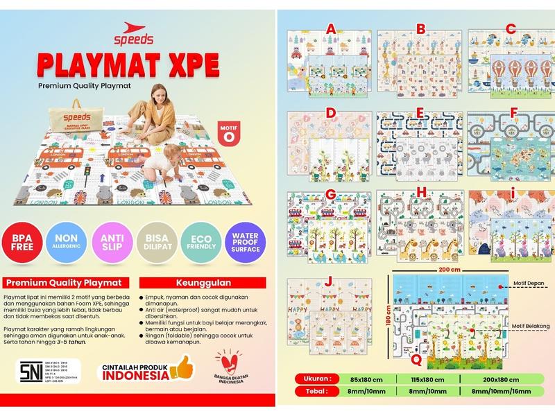 SPEEDS [MOTIF I] Playmate Lipat Bayi Playmate 180 x 200 Tebal 8mm/10mm Karpet Bayi Anti Air Playmate Anak 027-15 5
