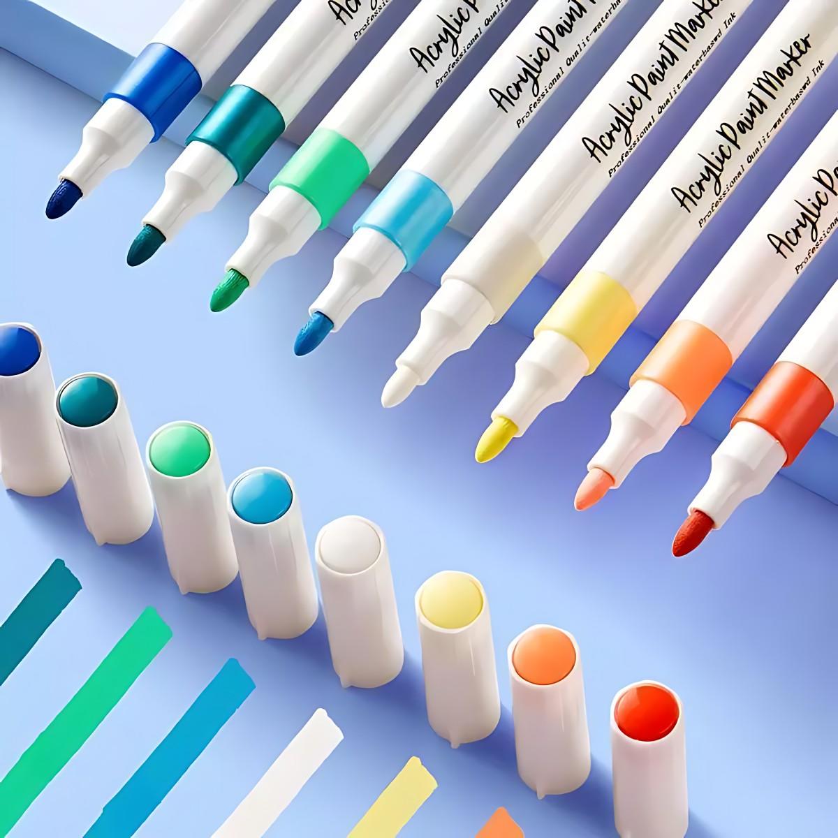 【Halo】Spidol Akrilik 120 Warna Tinta Berkualitas Tinggi Warna Cerah Cepat Kering Tahan Cahaya Kotak Persegi Portabel Alat Seni Melukis