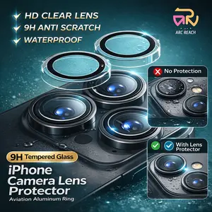 ARC REACH Pelindung Kamera iPhone 11-16 Pro Max Alloy Ring Lens Protector Metal Anti Gores Premium