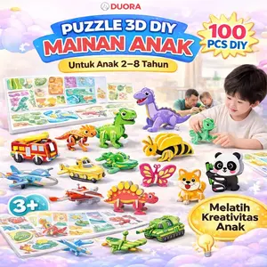 100Pcs Puzzle 3D DIY Mainan Edukasi Motif Hewan laut Dino Animal Serangga Pesawat Lucu/Mainan Edukasi