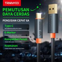 Gambar TRANYOO AC-5 Kabel Fast Charging dengan fitur pemutusan daya otomatis, zmendukung pengisian cepat 6A, dan dilengkapi lampu pernapasan. Cocok untuk Samsung, OPPO, Honor, Vivo, Xiaomi, Realme, iPad, Poco, dan berbagai perangkat ponsel serta tablet lainnya dari TRANYOO Official Store Kab. Tangerang 1 Tokopedia