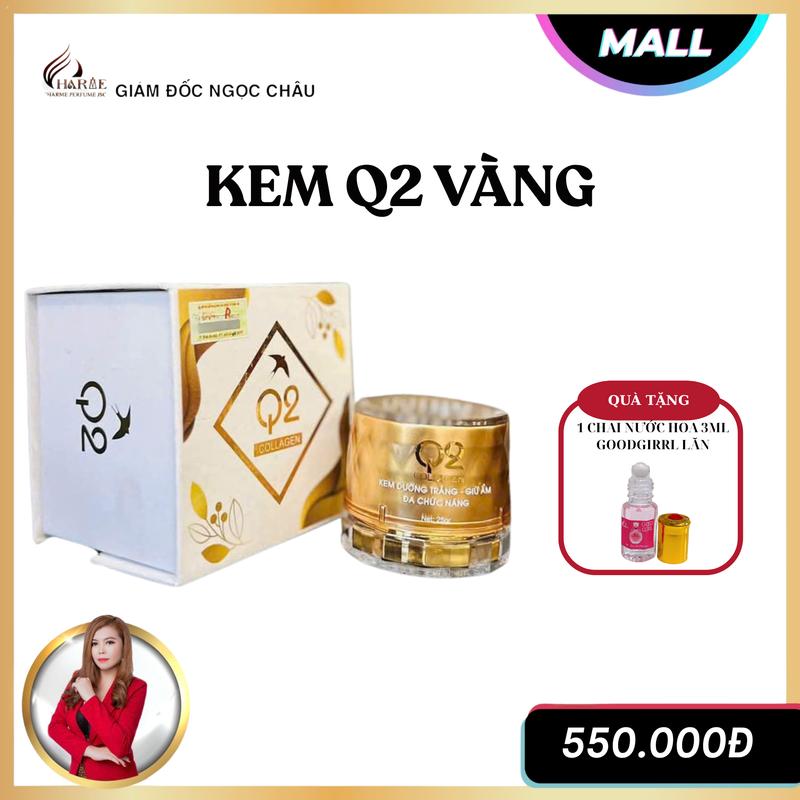  Kem Q2 Vàng Collagen  Mẫu Mới  Kèm 1 Chai Nước Hoa 3ml Good Girl Dạng Lăn - Làm Đẹp Da Dưỡng Ẩm Da Chăm Sóc Da Skincare Nữ Women 