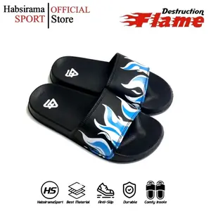 Sandal Selop Anak Motif Api Destruction Flame Bahan Ringan Fleksibel Antiselip
