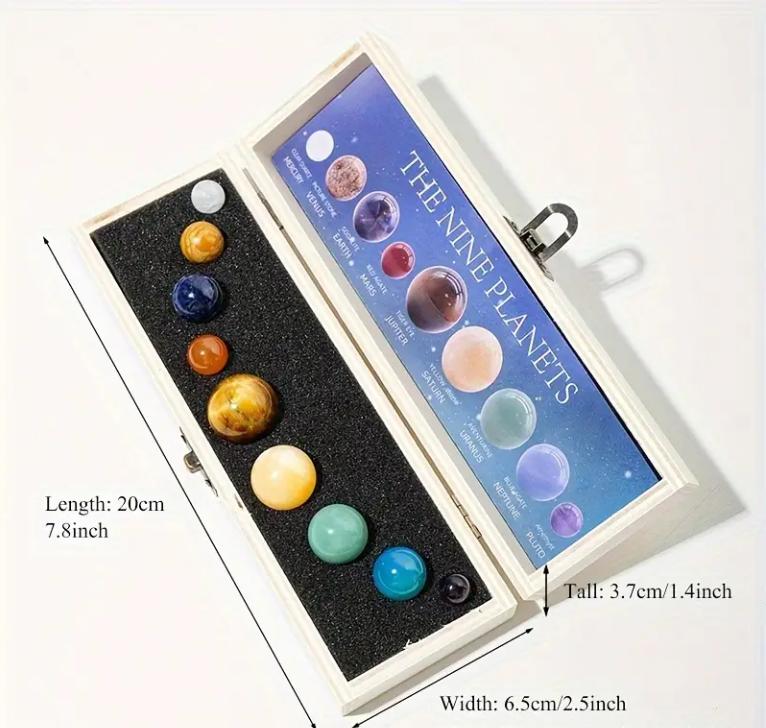 1 Pc Nine Synthetic Crystal Specimens Luxury Set, Planets Stone Science Galaxy Solar System Tabletop Ornament 2