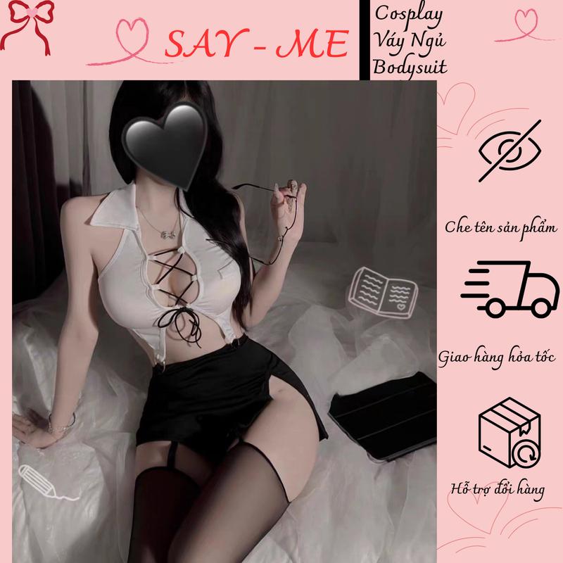 SM67 - Bộ Cosplay Nữ Thư Ký Sexy Áo Dây Đan Chân Váy Ngắn Set Váy Sexy Phong Cách Thư Ký Cosplay Nàng Thư Ký Cutout Gợi Cảm ,Váy Ngủ Hóa Trang Nữ Trợ Lý Giám Đốc Sexy Quyến Rũ Và Gợi Cảm Đồ Ngủ Cosplay