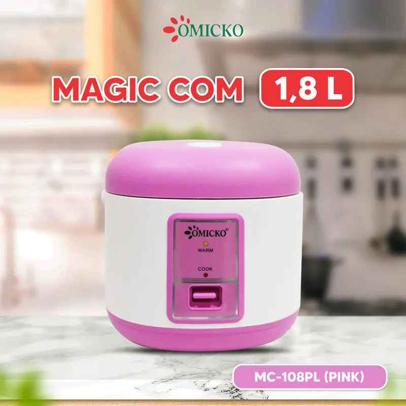 OMICKO Rice Cooker 1.8 Liter 3in1 Penanak Nasi /Pengukus Makanan/Penghangat makanan Wadah Stainess Sudah SNI Hijau Listrik Pink 3