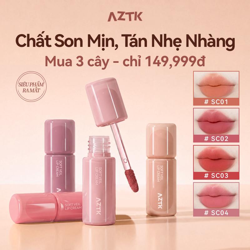 【MỚI RA MẮT】AZTK Son Kem Thỏi Thạch Hồng – Chất son mờ mịn mọng ẩm, dưỡng môi và cấp ẩm, không lộ vân môi, hợp cả mặt mộc, nhẹ môi dễ tán – 1.5g