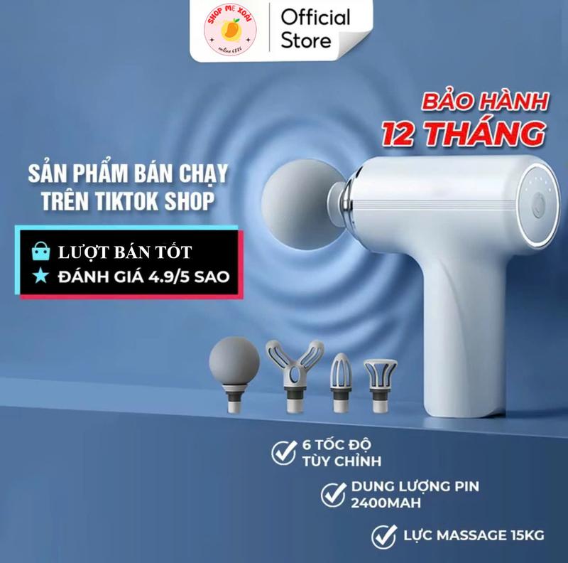 [BẢN CAO CẤP] Máy Massage Mini Cầm Tay 4 Đầu 6 Cường Độ Tùy Chỉnh, Máy Matxa Cầm Tay Công Nghệ AI Cảm Biến Lực, Máy Massage Cầm Tay Tại Nhà