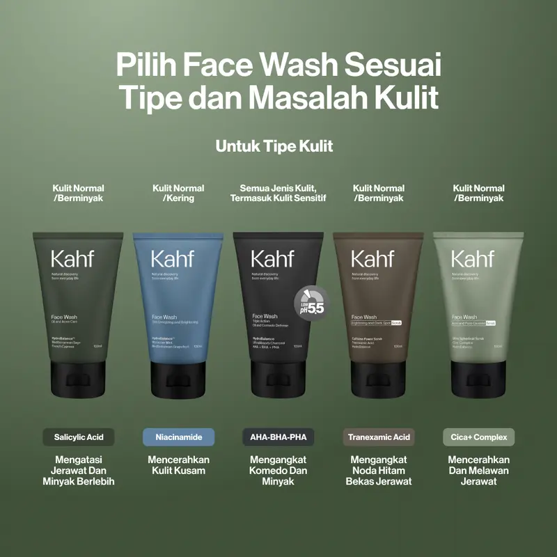 Kahf Face Wash Oil and Acne Care 100 ml - Sabun Cuci Muka Pria untuk Membantu Lawan Jerawat dan Kontrol Minyak - Suitable for Daily Use 7