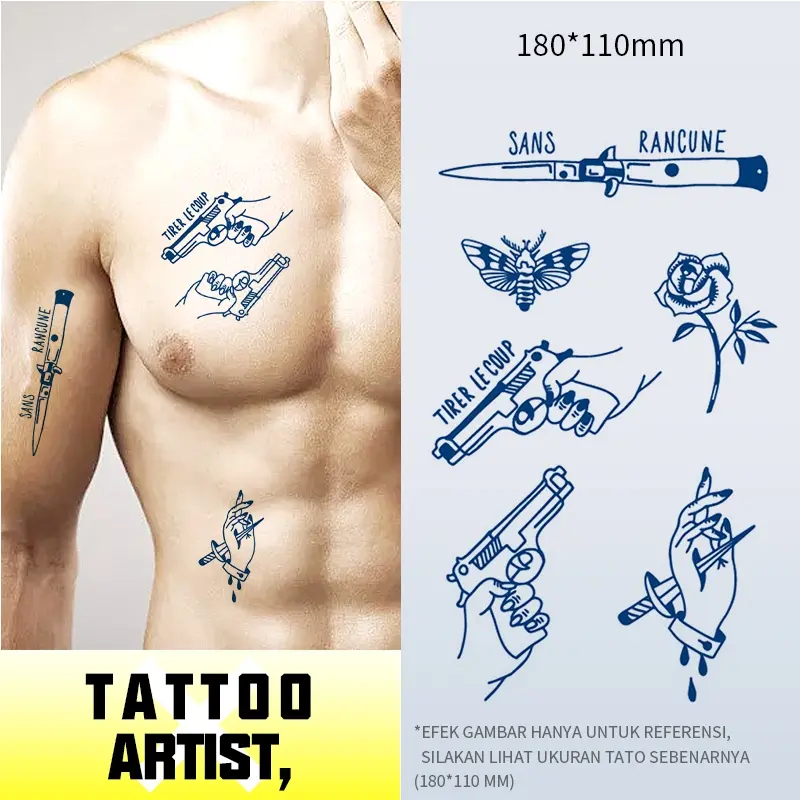 【TATTOO ARTIST】tato temporer  tahan 15 hari  tahan air  tinta buah tidak berbahaya bagi tubuh
