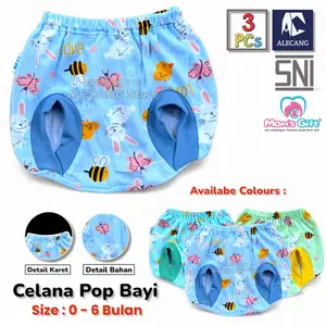 Alecang Store - 3 Pcs celana Pop bayi MOM'S GIFT  SNI, Kodok Kacamata, Bawahan Bayi 0-6 bulan, lembut, halus & adem