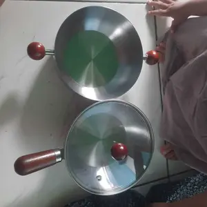 [FREE TUTUP KACA] PO 60 HARI Funnycook Panci Sauce Pan Set Gemoy Lucu Tebal Stainless Steel Diameter 14cm 16cm Dengan Gagang Kayu Anti Panas dan Tutup Kaca Kitchenware