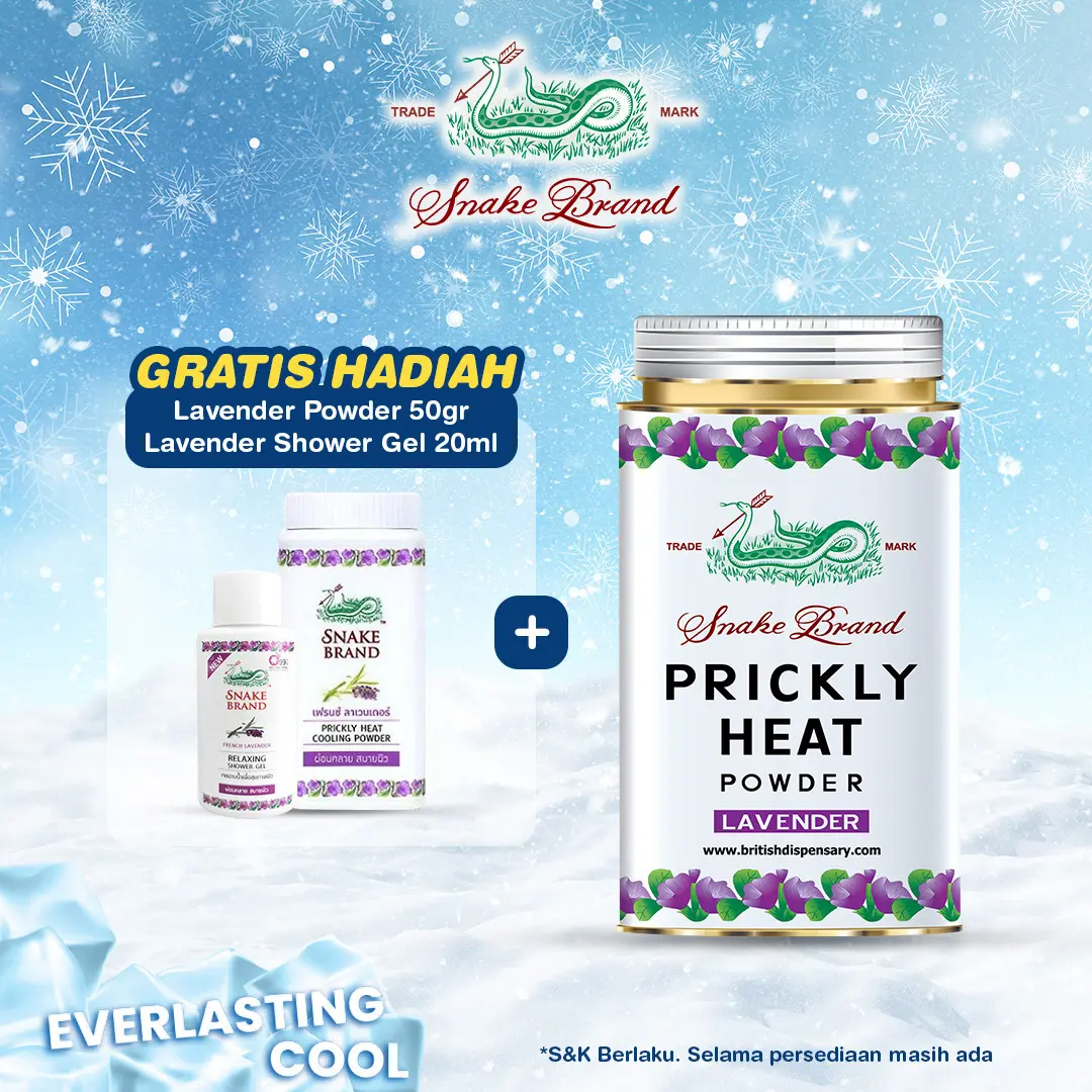 PRICKLY HEAT SNAKE BRAND LAVENDER 150 GRAM