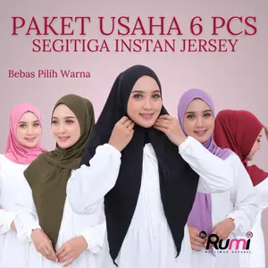 RUMI PAKET USAHA ISI 6 PCS SALMA Jilbab Segitiga Instan Jersey Hijab Oval Kerudung Simpel Muslim Wanita Panjang Dewasa