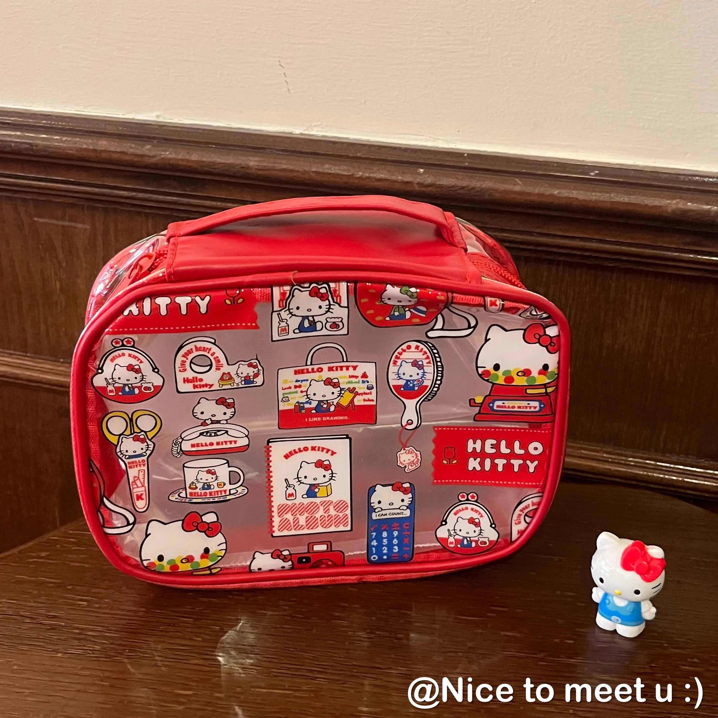 Hello Kitty Waterproof PVC Cosmetic Bag - Large Capacity Travel Toiletry Pouch, Portable Makeup Organizer for Girls