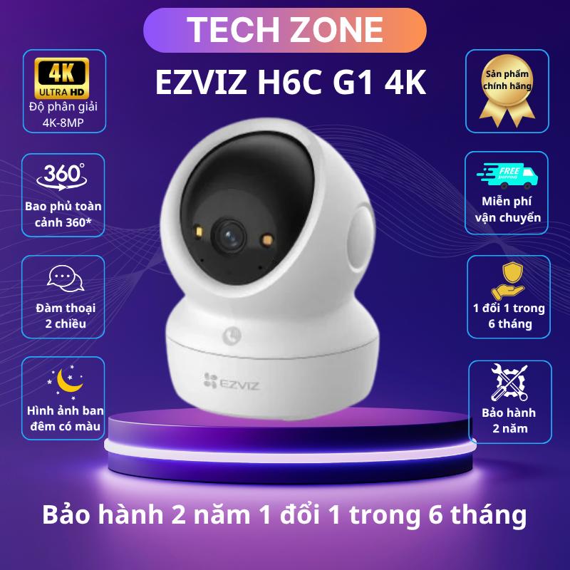 Camera Ezviz H6C G1 độ phân giải 4K, ban đêm có màu, đàm thoại 2 chiều, cảnh báo còi hú tại TECHZONE VN