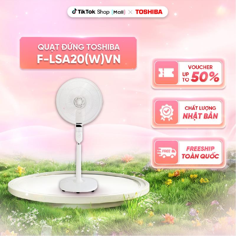 Quạt đứng Toshiba F-LSA20(W)VN 60W - Điều khiển từ xa - 5 cánh - Hẹn giờ tắt/mở - Màn LED hiển thị