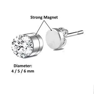 Anting Magnet Diamond Bulat Permata Tangkai Jarum Stick Super Kuat