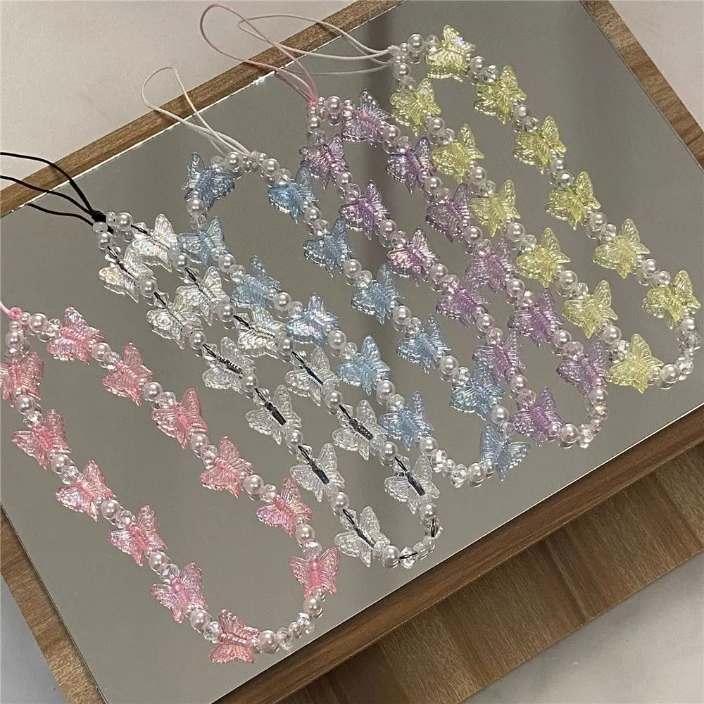 Dây Điện Thoại Giả Nhiều Màu Sắc, Dây Buộc Điện Thoại Quyến Rũ, Dây Treo Bướm Nhựa, Dây Đeo Điện Thoại Di Động, Dây Đeo Đính Cườm, Dây Chống Thất Lạc