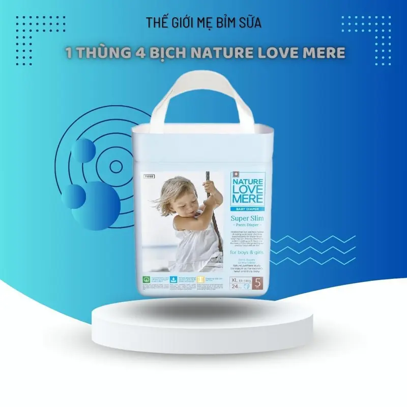 [BBC]  Combo 4 bịch Tã/Bỉm Nature Love Mere (mẫu mới)  bỉm hè mềm mỏng và thấm hút tốt cho bé hàng chính hãng 3