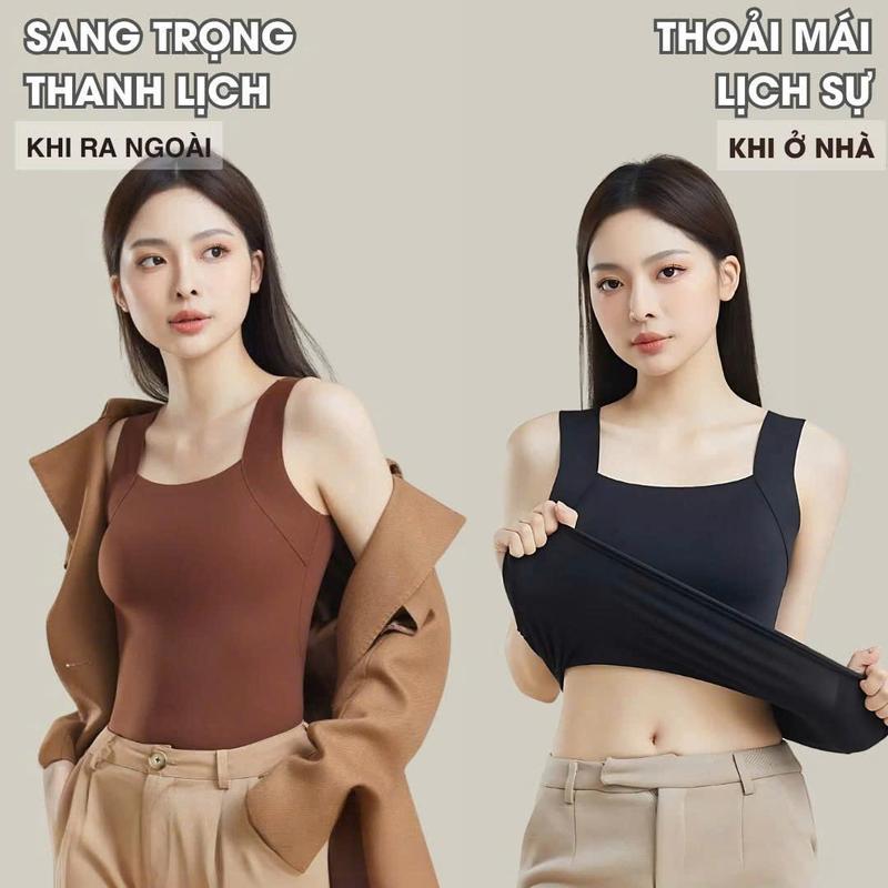 Áo Bra hai dây bản to chất su siêu mát có sẵn mút ngực, dáng dài chiết eo tôn dáng gợi cảm dễ phối đồ T729 nữ