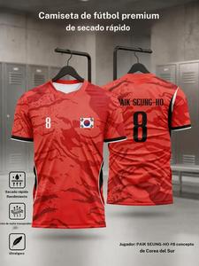 Camiseta de fútbol coreana 2026 para hombre con estampado camuflaje tigre, equipo para aficionados del equipo nacional, camiseta de entrenamiento de secado rápido, ropa deportiva transpirable
