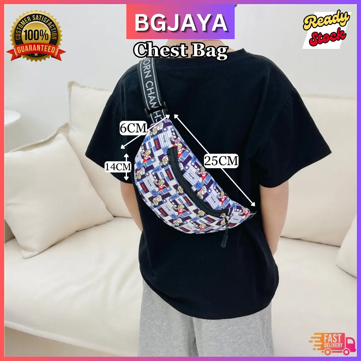 Shoulder Bag Children's Bag New Trendy Fashion Chest Bag Boys Handsome Casual Printed Waist Bag (BGJAYA)
