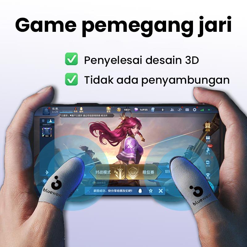 BlueWow Permainan Sarung Jempol Aksesoris Game Free Fire & Mobile Legends & PUBG 3d Ultra-thin 0.3mm Conductive Silver Fiber Fabric Smooth And Uninterrupted Sweat-proof Gaming Finger Gloves finger  game Wireless  Gamepad Joystick