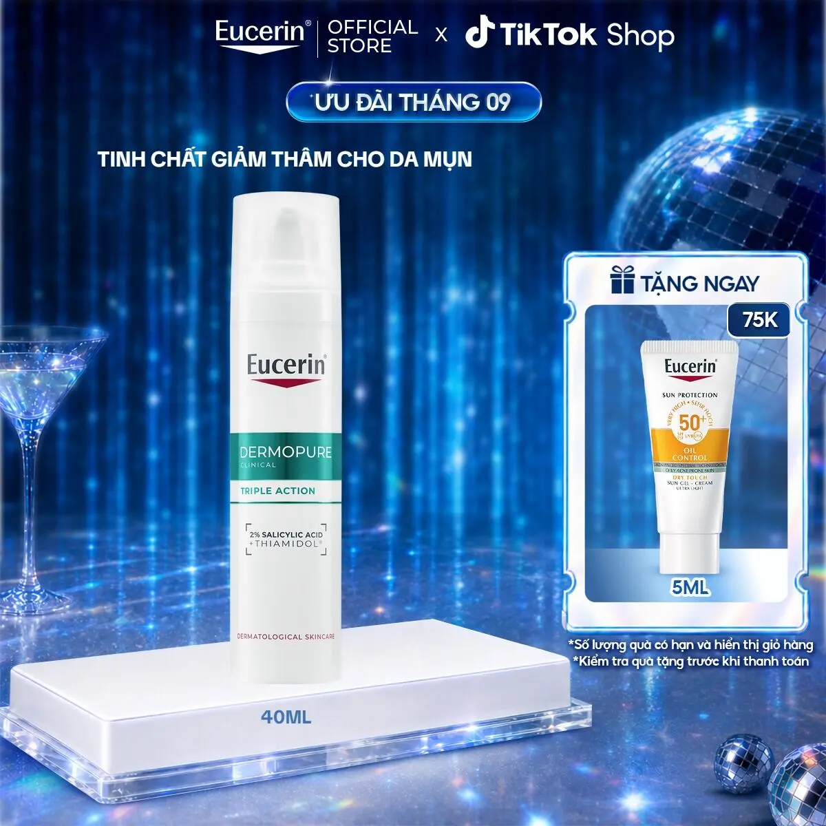 Tinh Chất Eucerin Dermopure Clinical Triple Action Giảm Thâm Mụn & Dưỡng Sáng 40ml