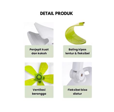 Kipas Angin jepit 3-in-1 24Wdinding,duduk,jepit, 5 bilah, kipas kecil hemat energi, kipas rumah tangga senyap