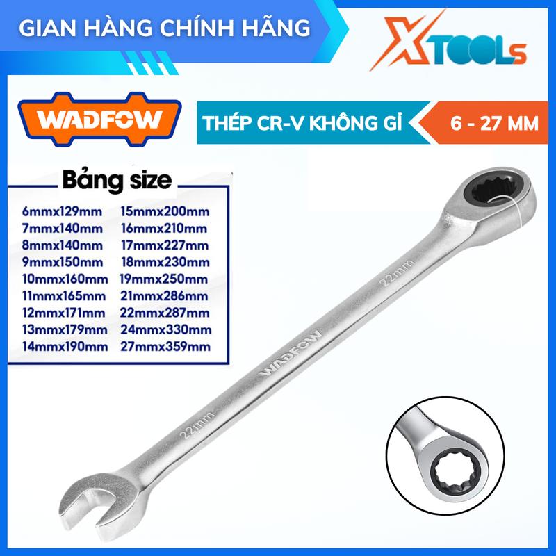  Cờ lê vòng miệng tự động 6-27mm WADFOW chìa khóa vặn 2 chiều đai ốc nhiều kích thước thép CR-V chống gỉ sét 