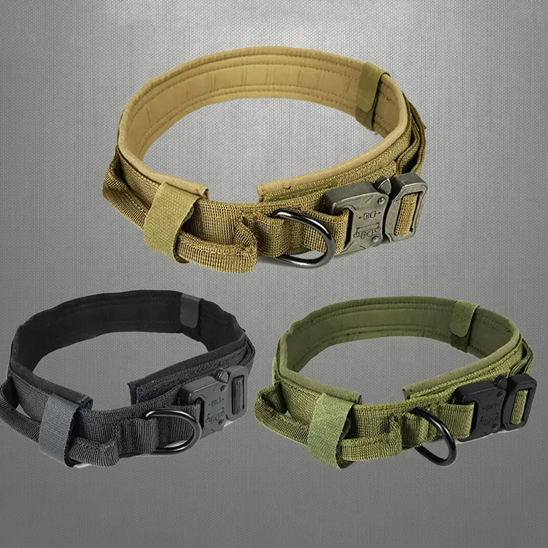 Vòng Cổ Chó Chiến Thuật, Chất Liệu Nylon Đôi, Có Thể Điều Chỉnh, Thích Hợp Cho Chó Trung Bình Và Lớn, Phụ Kiện Huấn Luyện Đi Dạo 2