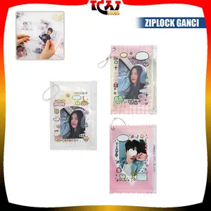 [COD] IG C1302 Ziplock Pouch Photocard Transparan Holder Keychain Penyimpan Kartu / Gantungan Kunci Foto PVC Card Holder Ziplock