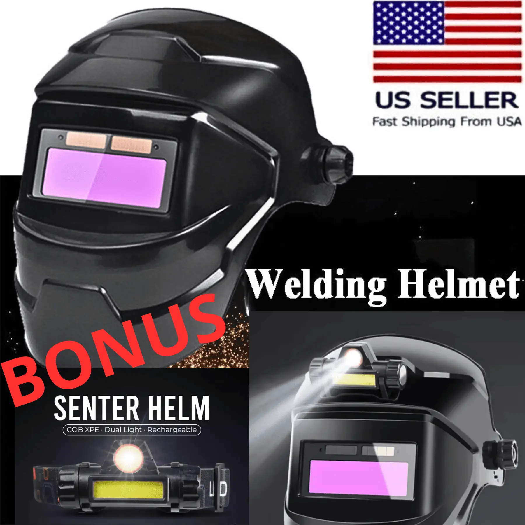 ORIGINAL.!!! Helm Las Otomatis Gelap Terang + Lampu Led Auto Dimming True Color Welding Mask JJ192 Safety Helmet SNI