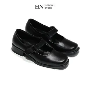 HLN Sepatu Pantofel Paskibra Wanita Tali Perekat Bahan Kulit Sapi Asli Tinggi 3cm Ukuran 36-43
